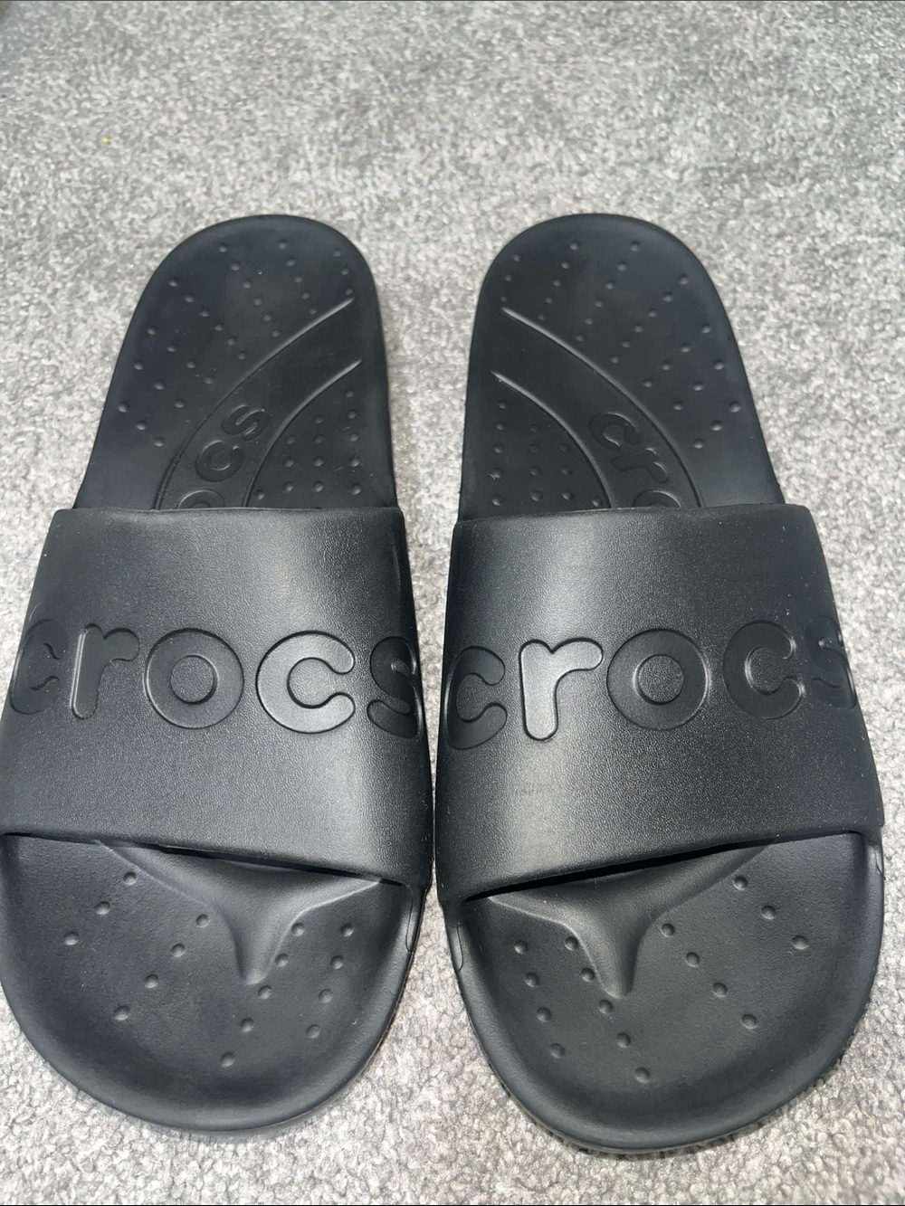 CROCS Men's Black Slide Sandals with Embossed Logo